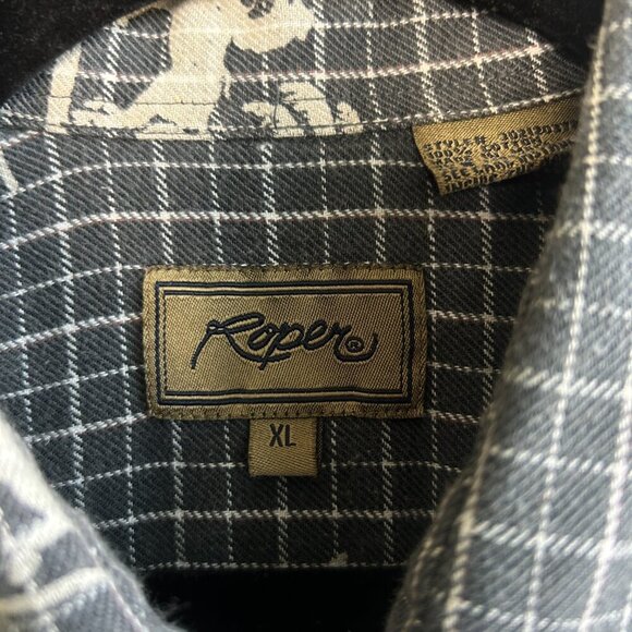Roper Western Gray Bucking Bronco Plaid Short Sleeve shirt Size XL - Picture 4 of 7